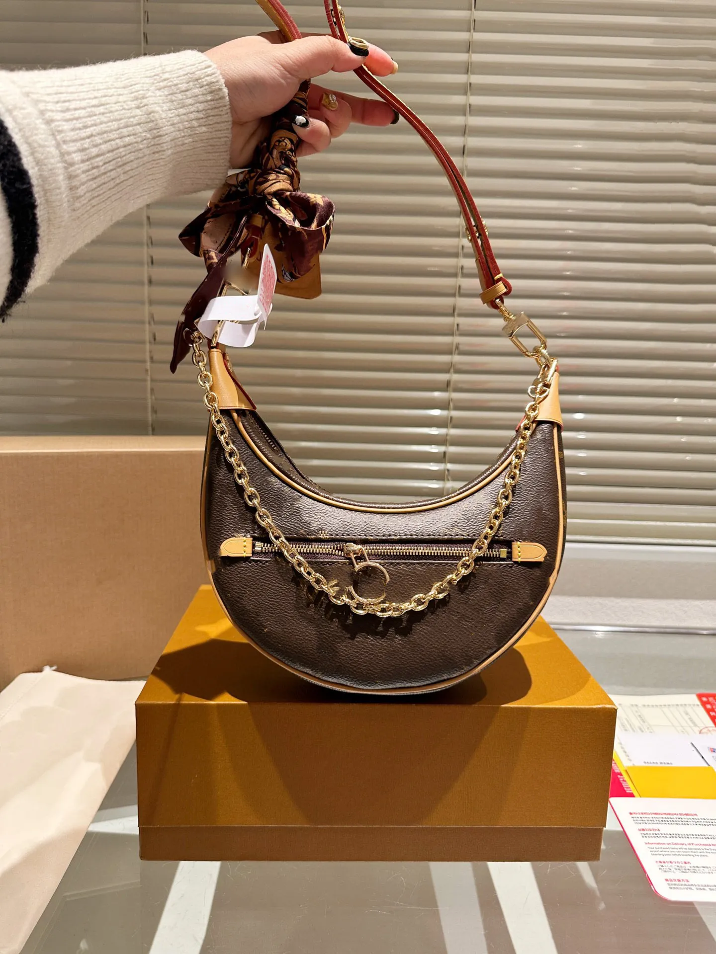 Borse da sera del ciclo pisello di moda Lettera marrone stampata formale in pelle di lusso di lusso designer borsette da 23 cm