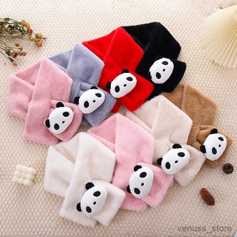 Scarves Wraps Cute Cartoon Panda Imitation Rabbit Fur Cross Plush Scarf Winter Outdoor Windproof Neck Cover Thicken Women Warm Fake Collar Bib