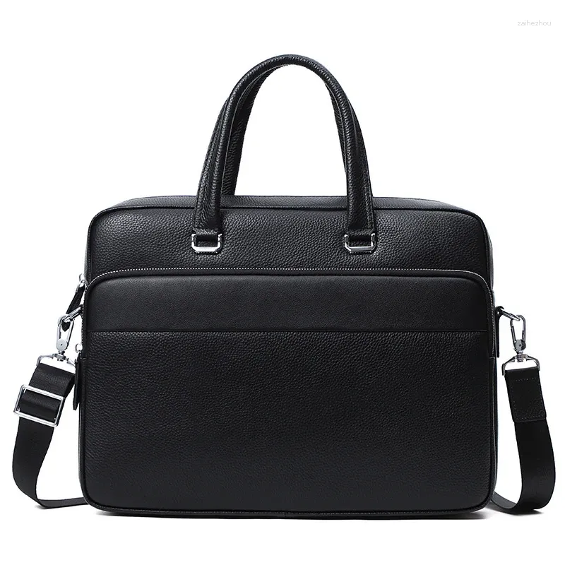 Briefcases Genuine Leather Men's Bag Handbag 15inch Laptop Large Capacity Men Briefcase Real Cowhide Shoulder Man Business Trip