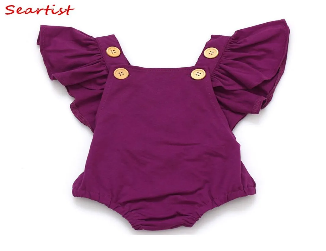 Seartist Baby Girls Romper Nowonarodzone Ubranie Dziewczyny Summer Spring Botton Ruffle Tleeve Romper Toddler Scossuit 02YRS C328537378