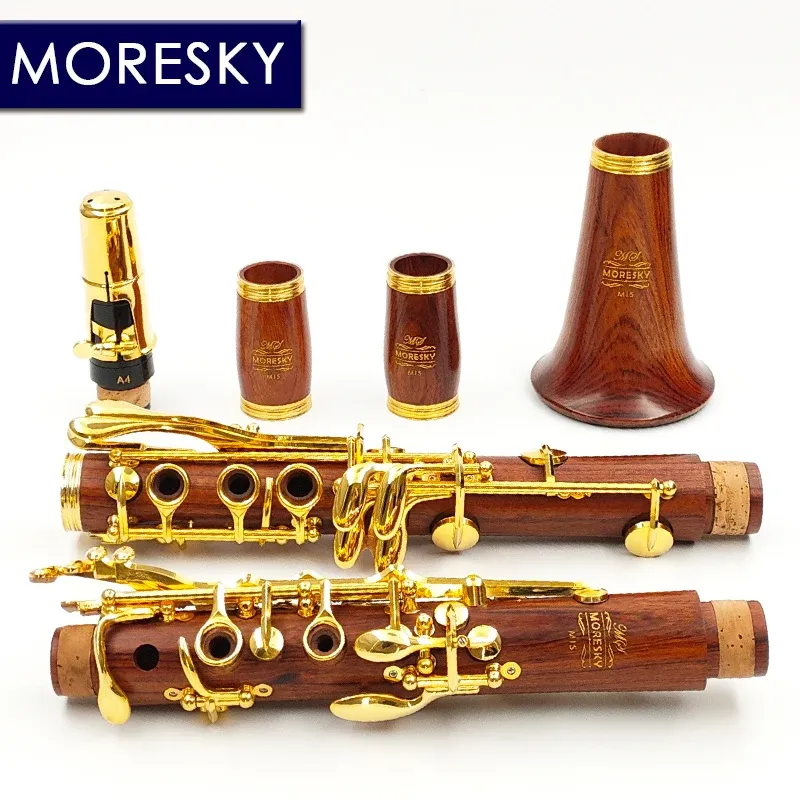 Moresky Red Wood ProfessionalClarinet Rosewood BB Gold-flated Keys SolidWood Sib Klarnet