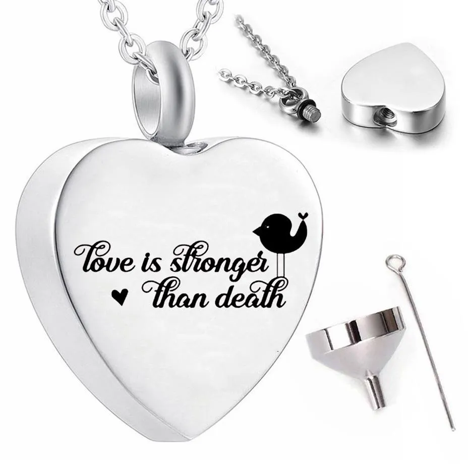 Crematie sieraden voor as hanger kettingen hartvormige vogelsas urn aandenken herdenkingsmedicele huisdierliefde is sterker dan death251r