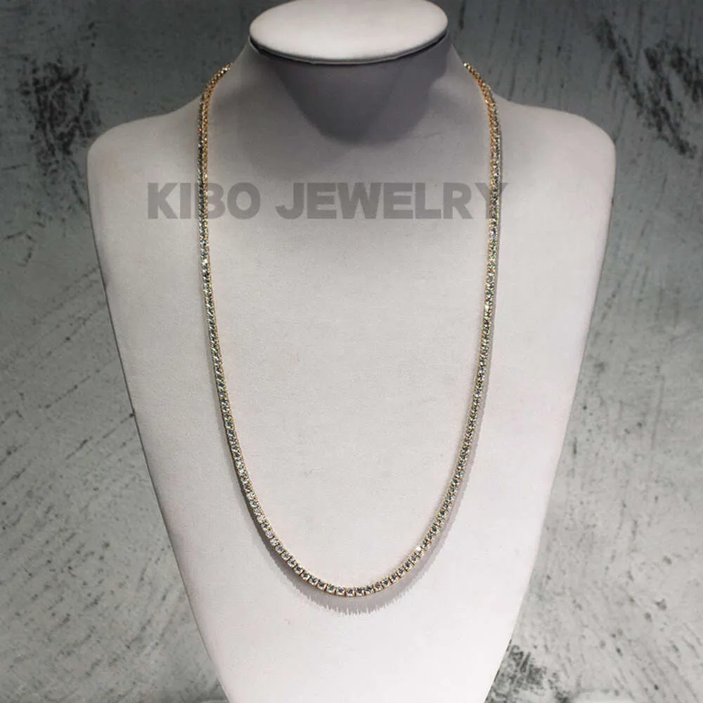 kibo Jewelry Iced Out Filling VVS1 D Color 3mm Width Moissanite real 14k solid gold necklace tennis chain