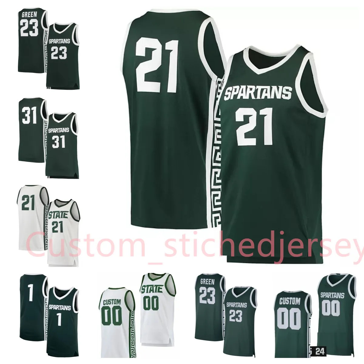 2 Walker Michigan 2023-24 State Basketball Spartans Jersey Joey 10 Hauser 11 Hoggard Jaden 3 Akins Malik 25hall Mady 22 Sissoko Pierre 1Brooks Jaxon 0Kohler