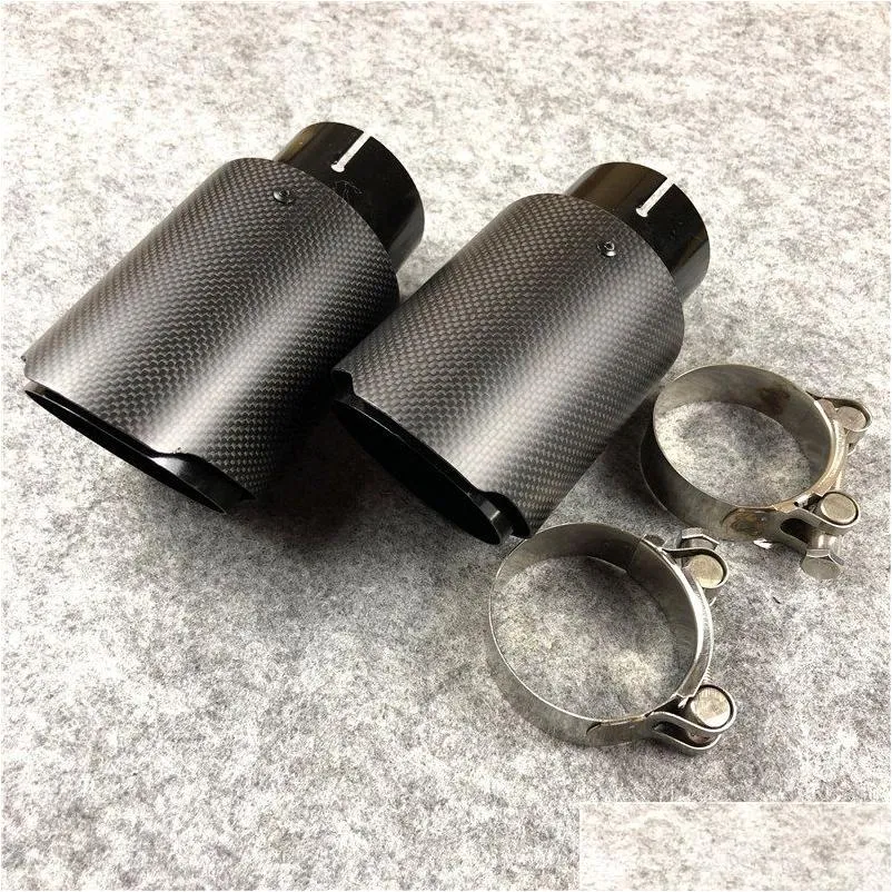Muffler One Piece Fl Matte Carbon Fiber For Akrapovic Exhaust Tail Tips Car Er Styling Drop Delivery Automobiles Motorcycles Auto Part Dhw8C