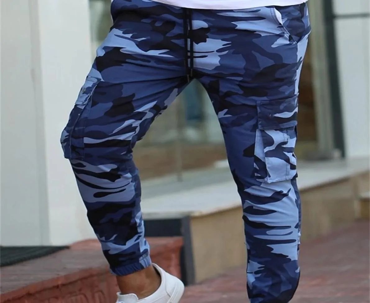 Kleur Camo Camouflage Laadbroek Mannen Women Casual Streetwear Pockets Jogger Blue Tactical Sweatpants Hip Hop Trouser 2011183162673