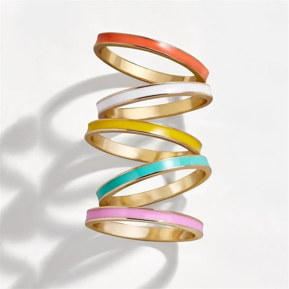 Clusterringen 5 stks regenboog stapelbare ring set voor vrouwen kleurrijke gouden email gevulde sieraden geschenken bohemie vinger eeuwigheid289a