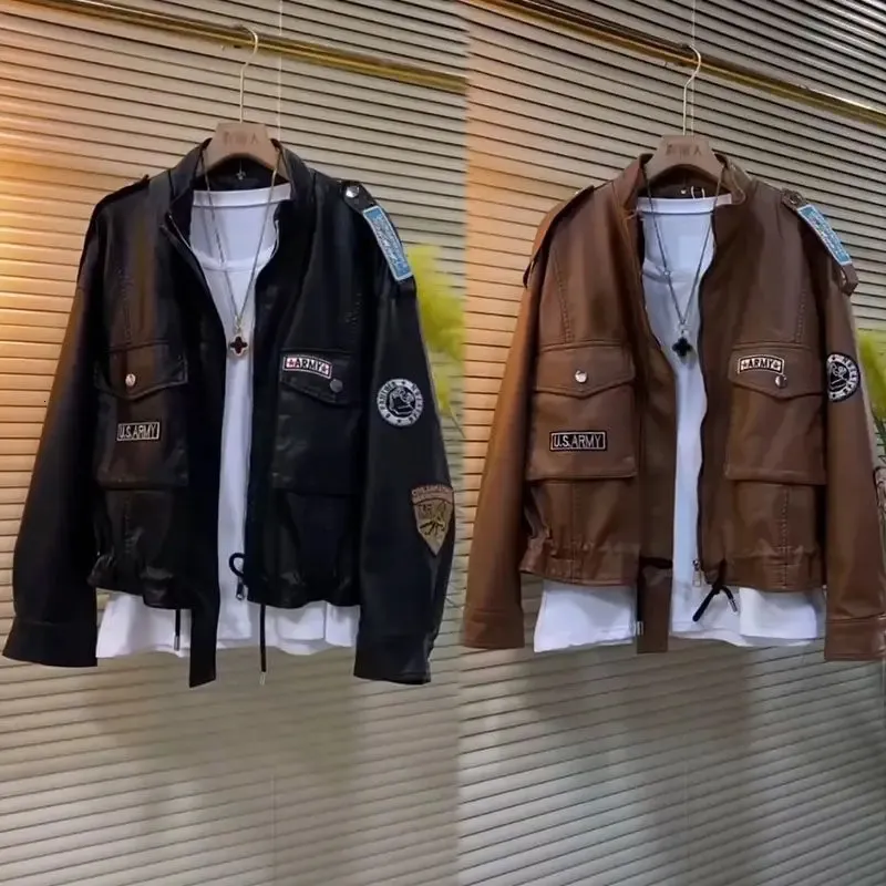 Coreano High Street giacche di pelle per le donne giacca oversize Coppie 2023 streetwear harajuku goth vestiti Y2K 231222