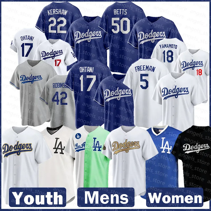 50 Mookie Betts Shohei Ohtani Walker Buehler Baseball Jerseys Jackie Robinson Clayton Kershaw Dodgers Freddie Freeman