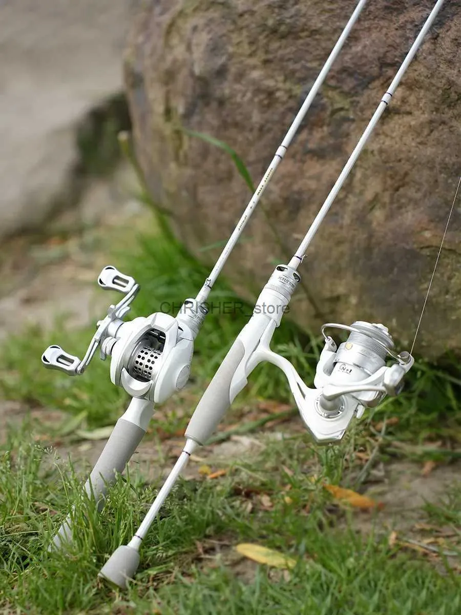 Boat Fishing Rods HUATTON-Carbon Fishing Rod White Travel Spinning Rod Casting Ultralight Carp Pole Lure River 1.68M 1.8m 2.1m 2.4m ULL231223