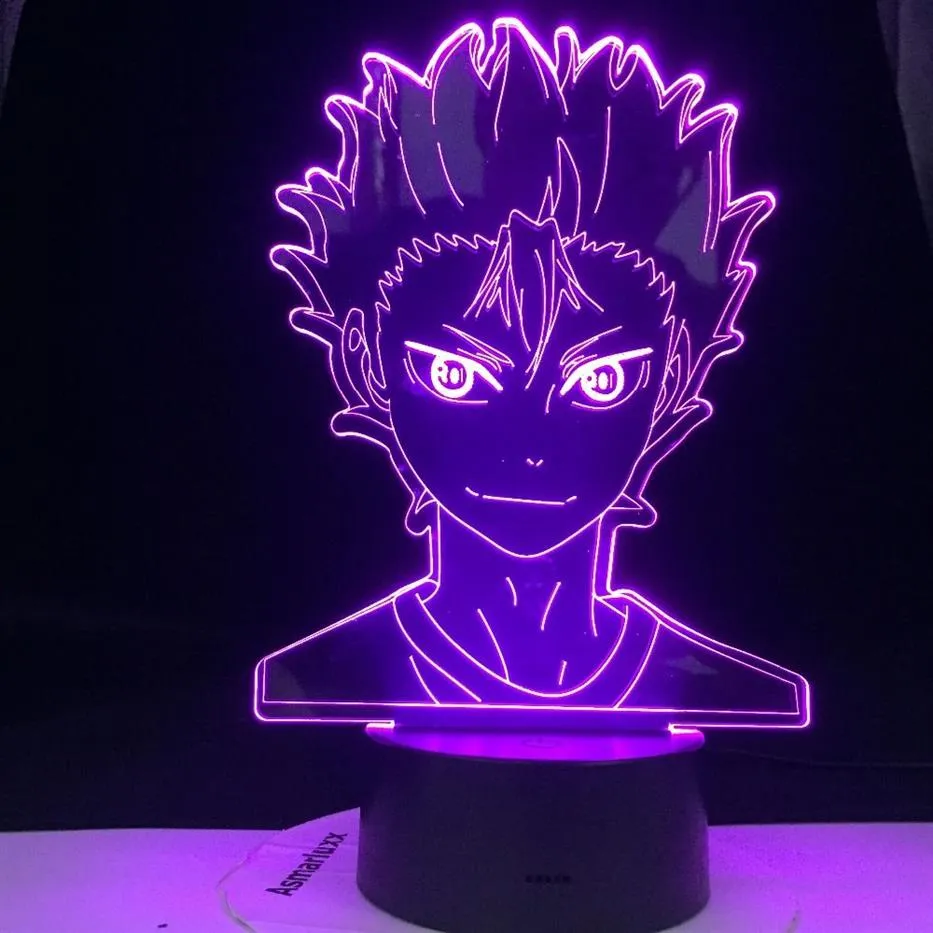 Haikyuu nishinoya yuu figura para crianças decoração de quarto infantil nightlight rgb colorido mesa led noite mangá 3d lâmpada de anime presente268l