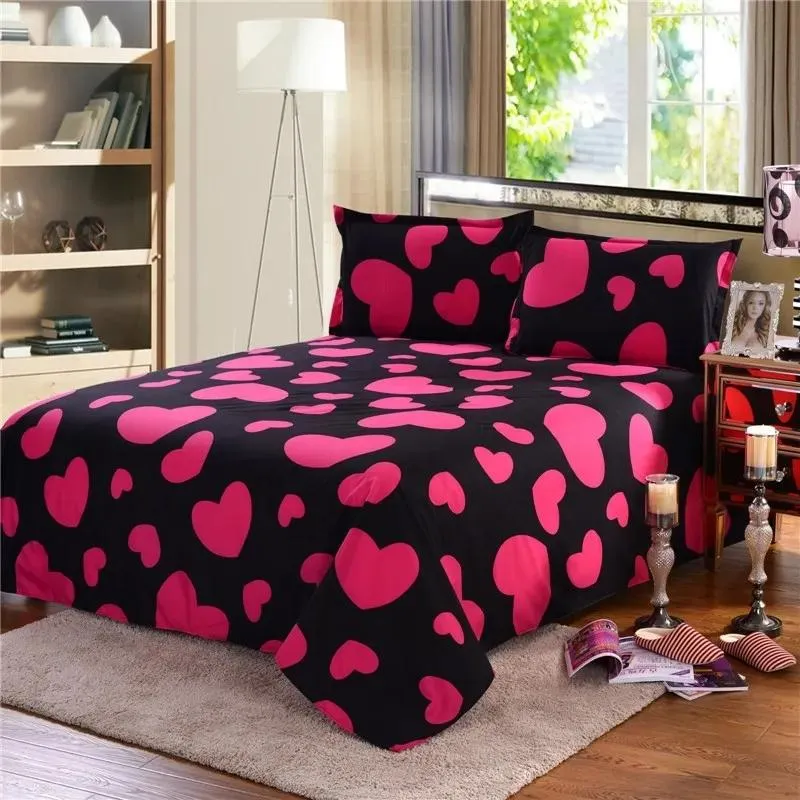 Set di biancheria da letto in stile occidentale set di tappe queen size rose rosa stampa a forma di cuore copertura di lusso comoda copripiumino morbido set 4pcs 210319