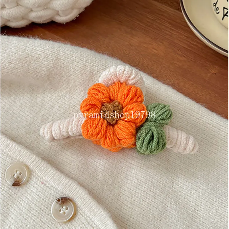 Autumn Winter Plush Flowers Hair Claw Catch Clip Large Colour Female Elegant Hair Clip Woman Hair Accessories Gifts