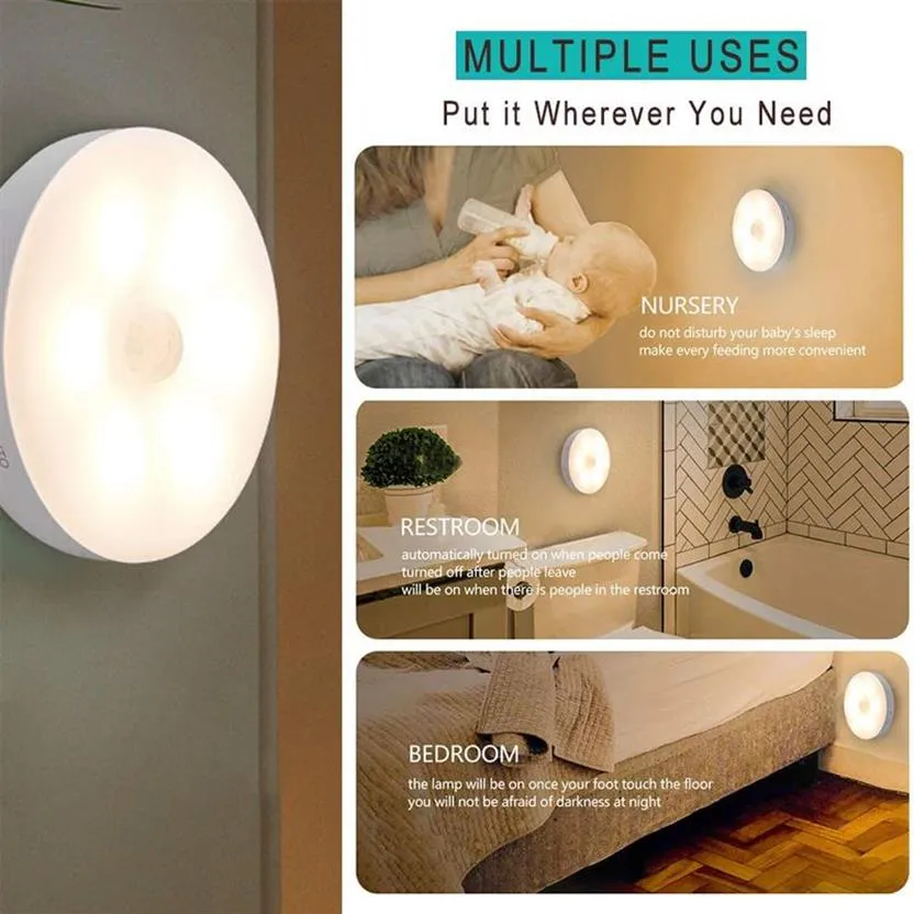 Décor de chambre à coucher lumières de nuit capteur de mouvement lampe de nuit cadeau d'enfants USB Charging Décoration de chambre
