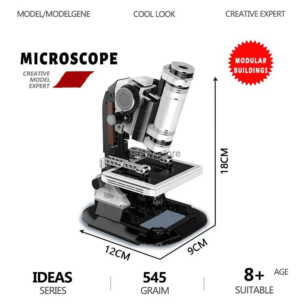 3D Puzzles Ciência Criativa Mini Microscópio Bloco de Construção Técnica Montar Modelo Tijolos Ciência Brinquedos Educativos Para Crianças Presentes de NatalL231223