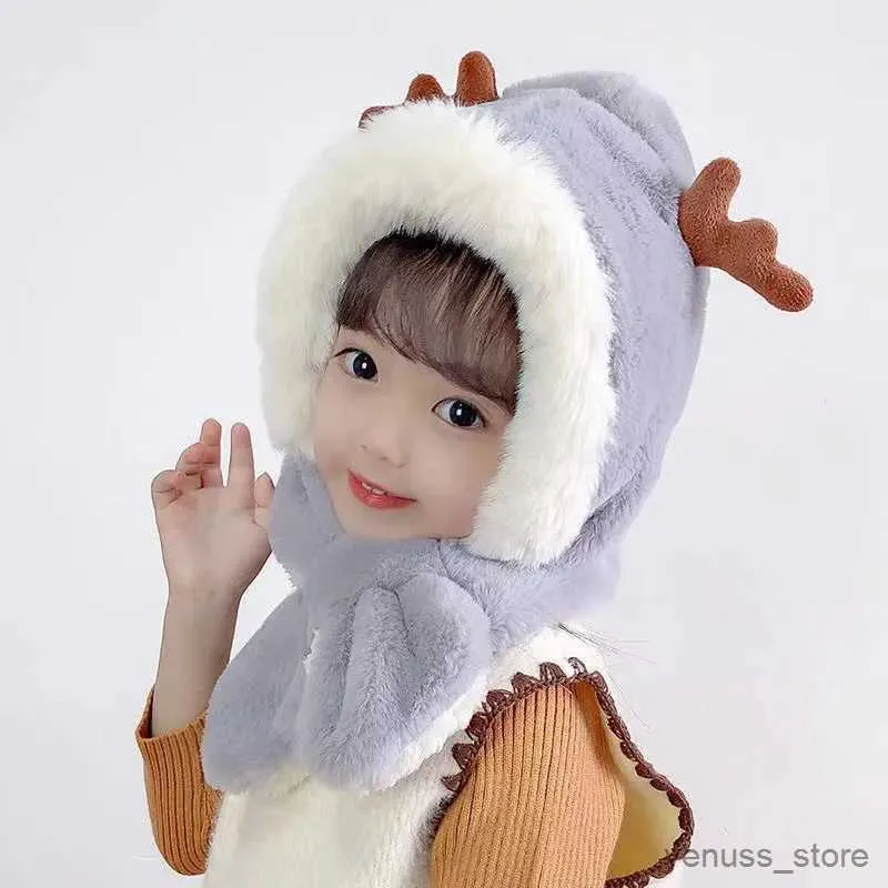 Sciarpe avvolgono il cappello da bambino in alce carino inverno inverno dens ea orecchie di peluche berretto berretto per bambini corno di corno di corno per ragazzi cappelli natalizi