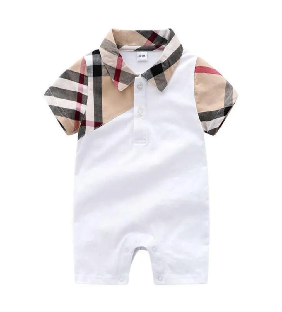 Kinderen Designer kleding meisjes jongens korte mouw plaid romper 100 katoenen baby kleding baby baby babyjongen kleren1306455