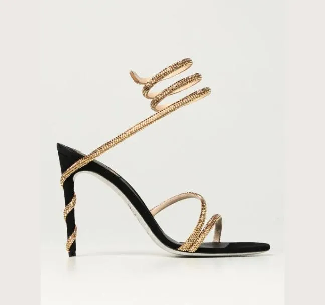 Rene Caovilla Cleo Crystalstudded Snake Strass Stiletto Heels