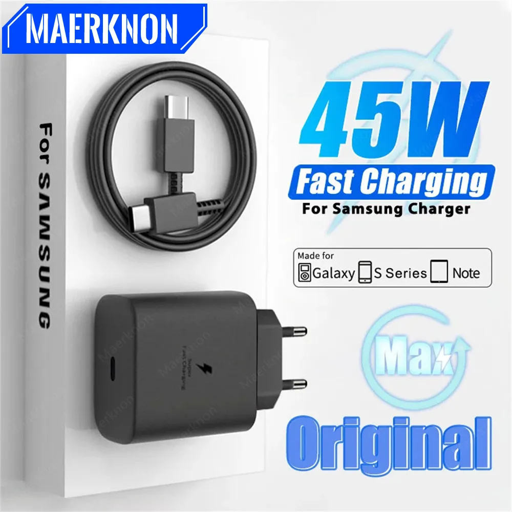 أصلي PD 45W Super Fast Charger USB C Charge لـ Samsung Galaxy S22 S23 Ultra Note 20 Type C Wire Phone Charger Galaxy S20