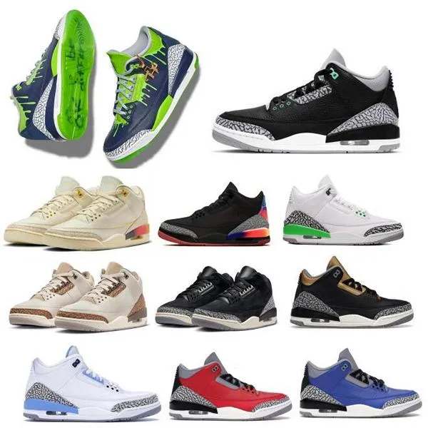 Jumpman 3S 농구화 남자 Doernbecher Hugo Sunset Green Green Green Glow Palomino Fear White Cement 2024 Jorfan Man Trainers Sneakes Size 7-13