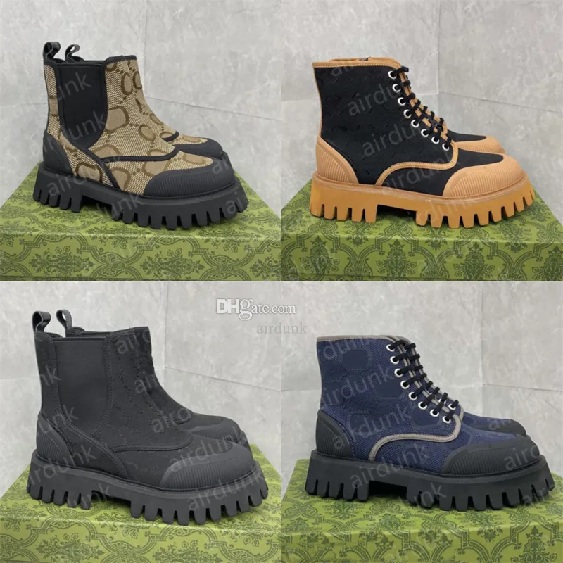 Designer canvas enkelschoenen mannen dames veterschoen topkwaliteit echte lederen halve laars klassieke stijl schoenen winter herfst sneeuw nylon laarsjes 36-45