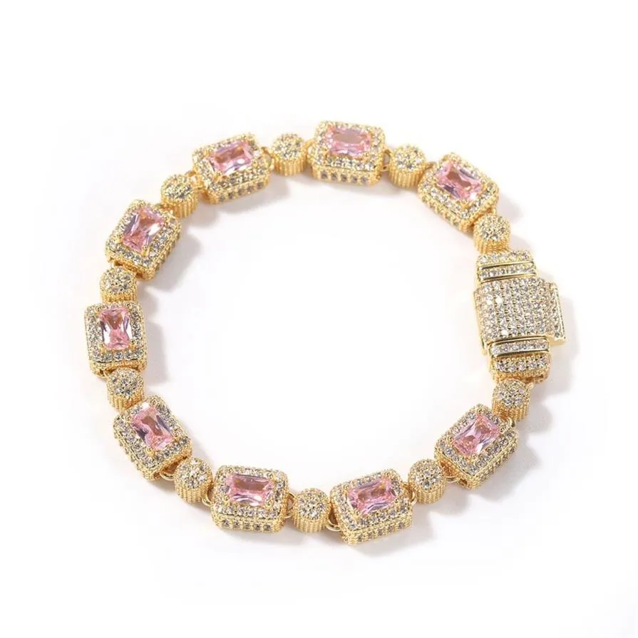 Bracciale zircone zircone rosa zircone rosa hip hop donna diamante a diamante miscelato da 7 pollici da 8 pollici Acceleri di gioielli in cristallo 278o