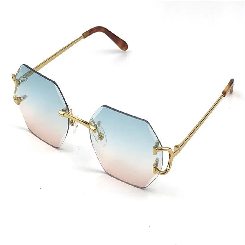 Sunglasses new retro Piccadilly irregular crystal cut lens eyewear 0118 frameless fashion avant-garde design uv400 light-colored d256Q