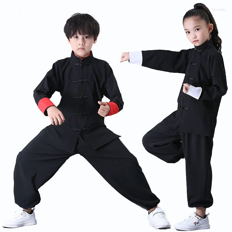 Scene Wear Children's Uniforms Traditionella kinesiska klädpojkar och flickor Martial Arts Top Set Tai Chi Folk
