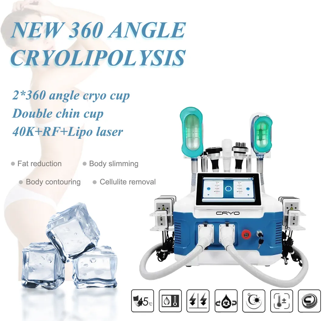 2024 360 Cryolipolyse Machine De Congélation De Graisses, 3 Poignées Cryo + Cavitation + RF