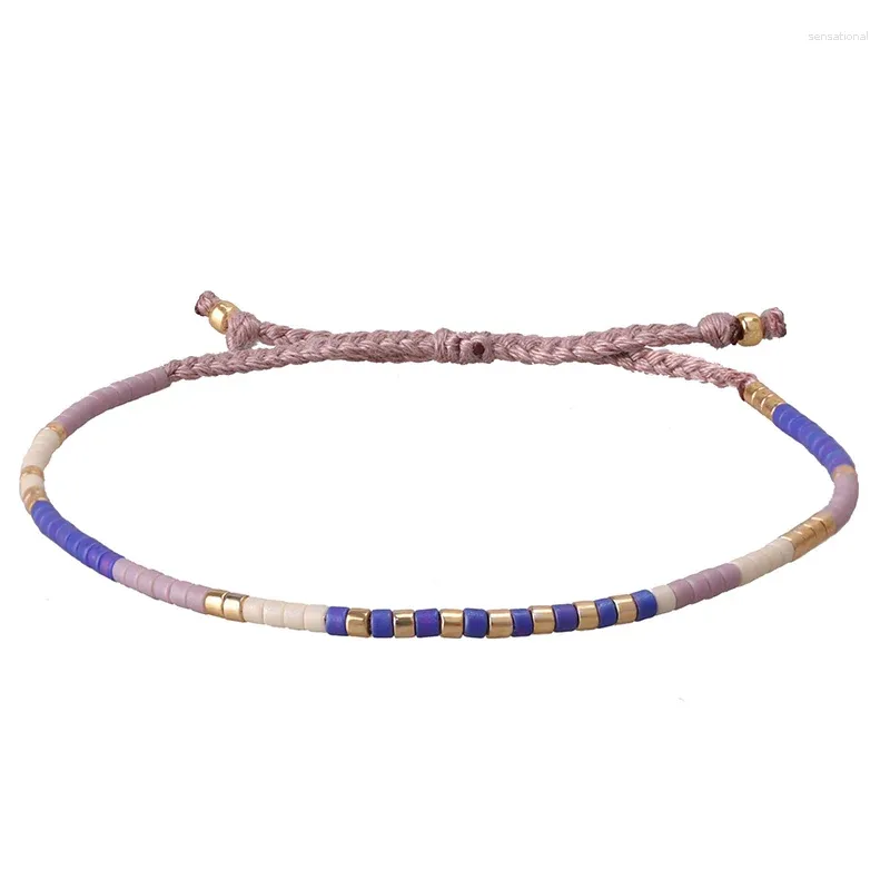 Strand Kelitch Ciemnoniebieski kolor Miyuki Beats Bracelets Kolny cienki stos linowy boho plażowy przyjaźń