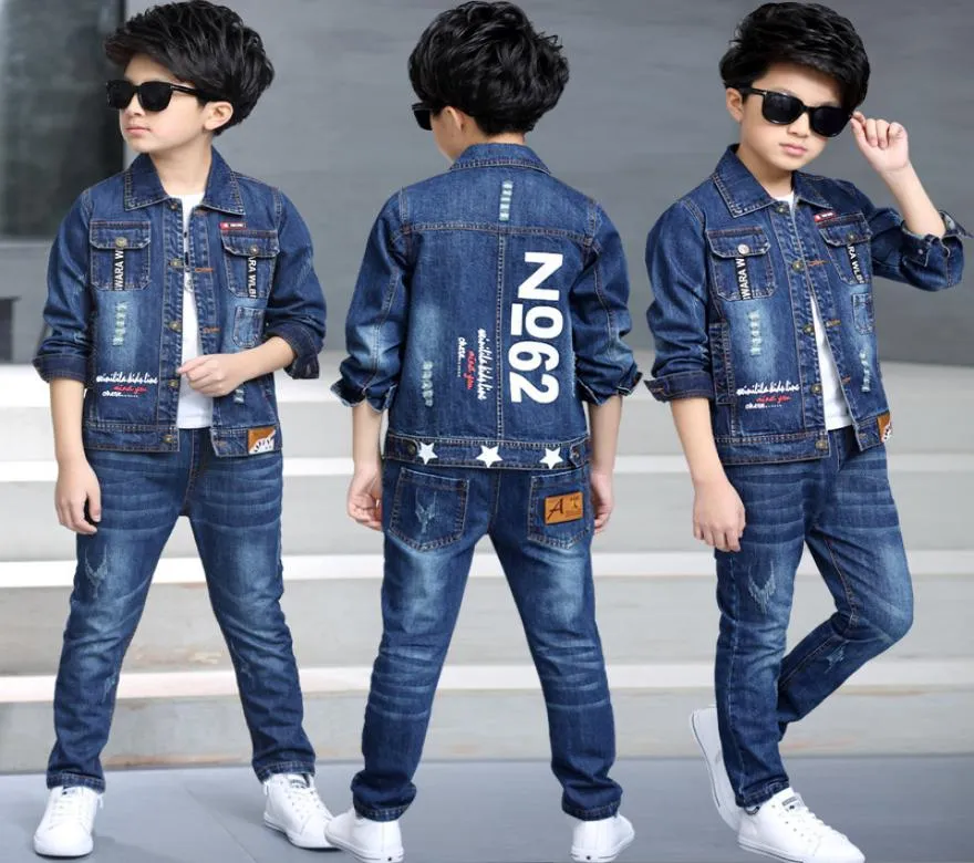 Children039s kleding jongen lente pak 2019 nieuwe Koreaanse Children039s denim pak twee sets van lente en herfst kinderkleding