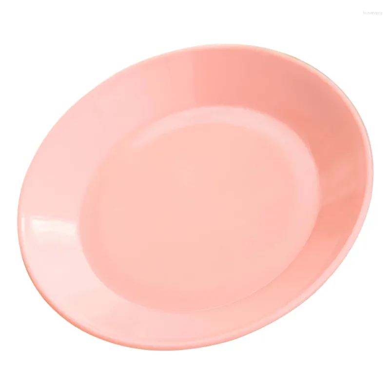 カップソーサーラウンドフラットプレートプラスチックデザート前菜プレートスナックフルーツキャンディナットトレイ（ピンク）