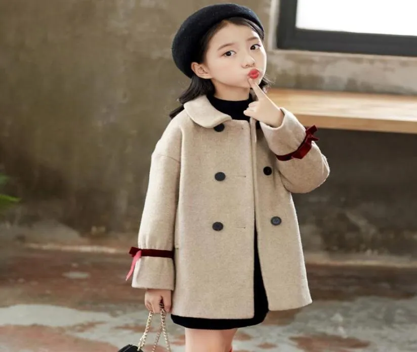 Pink Children039s Girls Girls Autunno e inverno inverno Pure Wool Coat produttore S 7659304