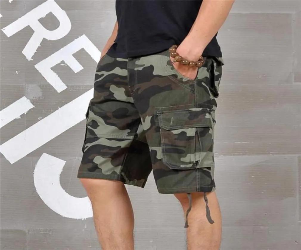 Summer Mens Baggy Multi Pocket Military Camo Shorts Last Löst byxor Male Long Camouflage Bermuda Capris Plus Size Size Men039S8619803