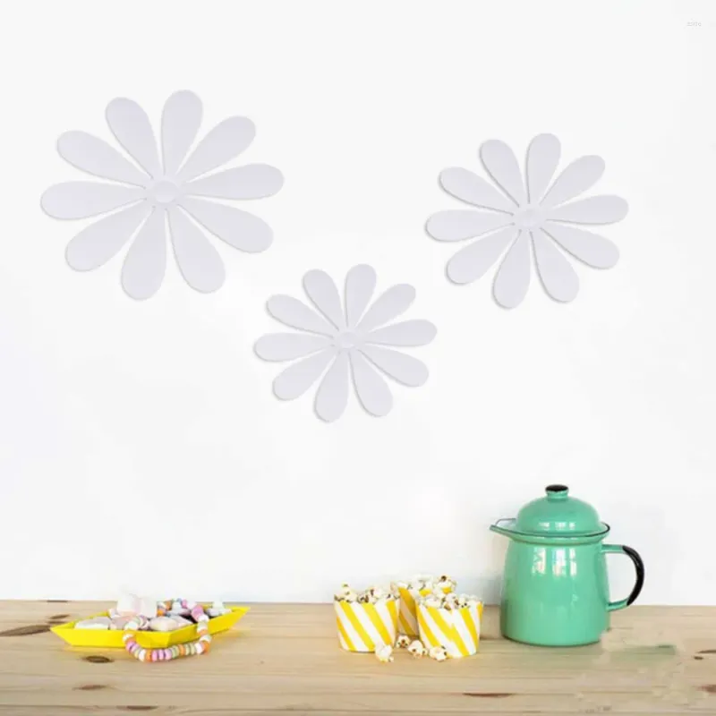 Wall Stickers 12pcs PVC 3D Decorative Flowers Decal Removable Art Sticker For Home Decor And Wedding Party Decoration (White)