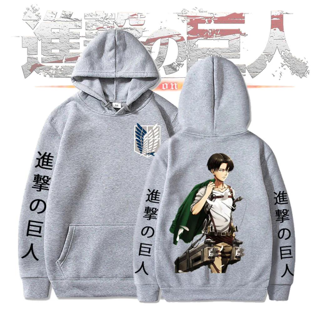 Attack på Titan Anime Hoodie Levi Ackerman Cosplay Pullover Unisex Casual 90s Graphic Hooded Sweatshirt Wing Printed tyg