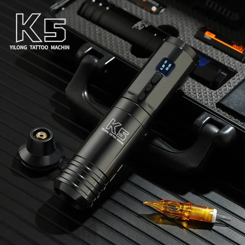Maskin Ny trådlös tatuering Pen Hine K5 Batteri Portable Power Coreless Motor Digital LED Display Fast Charging Tattoo Equipment