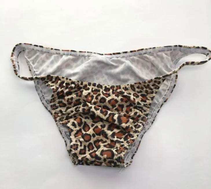 Mutandine di bikini di bikini da uomo g3774 sacca frontale stampe leopardi moderati in tessuto da bagno in posa bodybuilder6054103