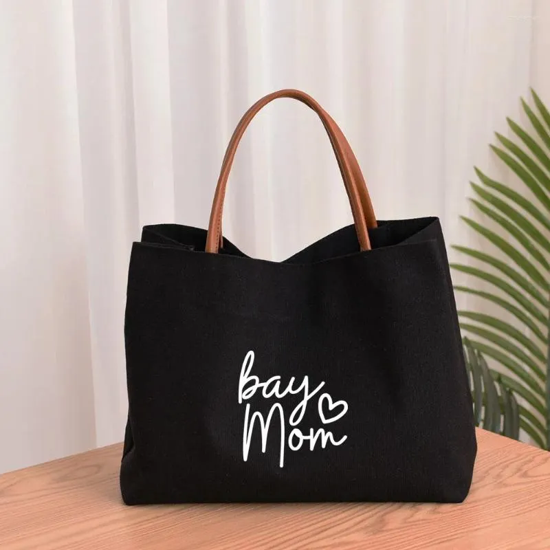 Shopping Bags Boy Mom Tote Bag Women Lady Canvas Grandma Nana Mimi Gigi Gifts For Mother's Day Baby Shower Beach Travel Customize