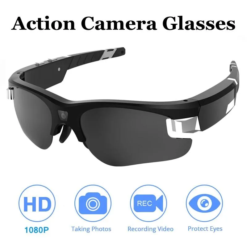 Solglasögon HD 1080p Action Camera Video Glasses Mini Camera Sports Micro Cam Shooting Recorder Cykel Solglasögon Stöd Dold TF -kort