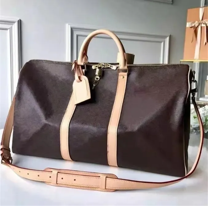 10AAAAA designer duffle bag keepall 45CM 50CM 55CM luxury travel bag Luggage capacity travel weekend bag women men Genuine Leather shoulder bag