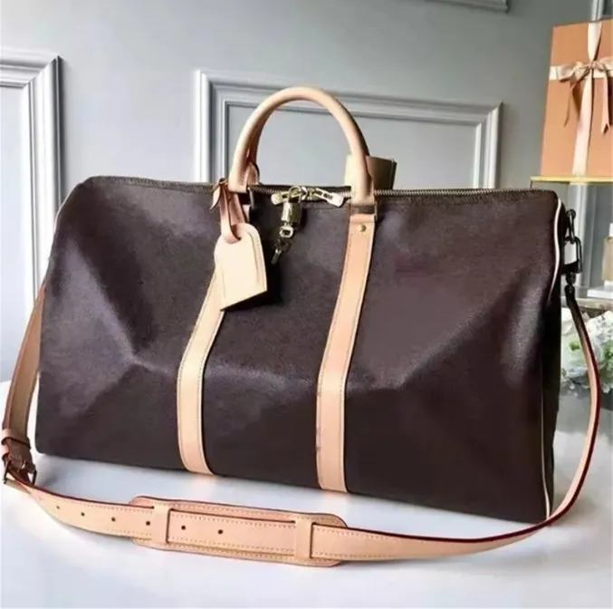 10aaaaa diseñadora bolsa de lona Keepall 45cm 50cm 55cm Bolsa de viaje de lujo Capacidad de viaje de viaje Bolsa de fin de semana