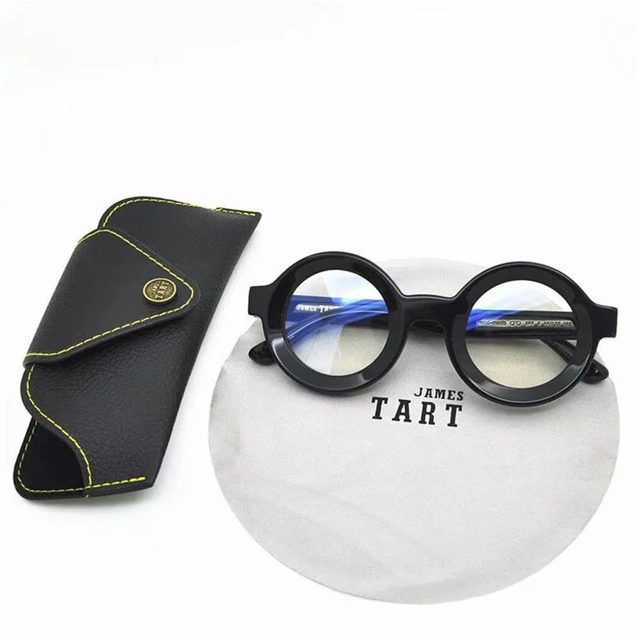 James Tart 244 Optiska glasögon för unisex retro stil anti-blue ljuslinsplatta runt full ram med box2390