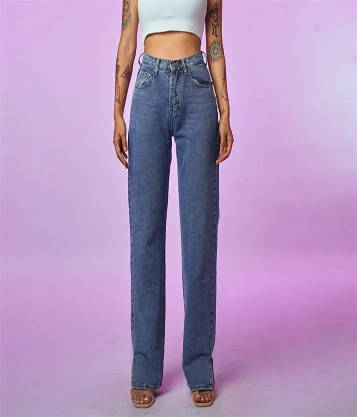 Women039s Jeans Straight Leg Mom Baggy High Taille Straight Hosen Frauen 2020 Fashion Casual Lose undefinierte Hosen LJ2016252316