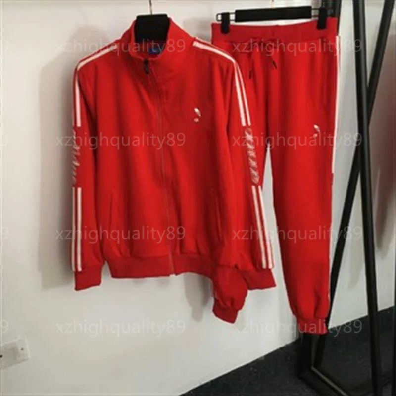 Women Tracksuit Designer Two Piece Set Womens Clothing Fashion Sportswear Letter Ribbon Long Sleeved Cardigan Jacket Casual Pants Woman Sweatsuits