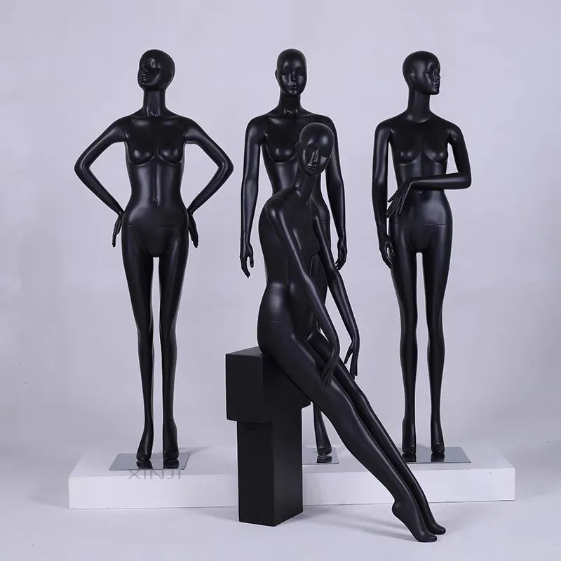 Güzel fiberglas kadın siyah manken siyah model tam vücut özelleştirilmiş