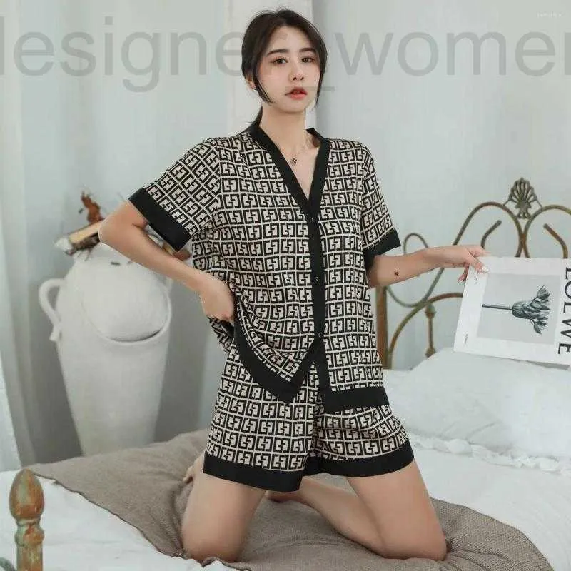 Women's Sleepwear Designer Silk Pajamas For Women Luxury Casual Shorts Suits pajamas B Ladies Set V Neck Sexy Nightwear Home Clothes free ship H5UI