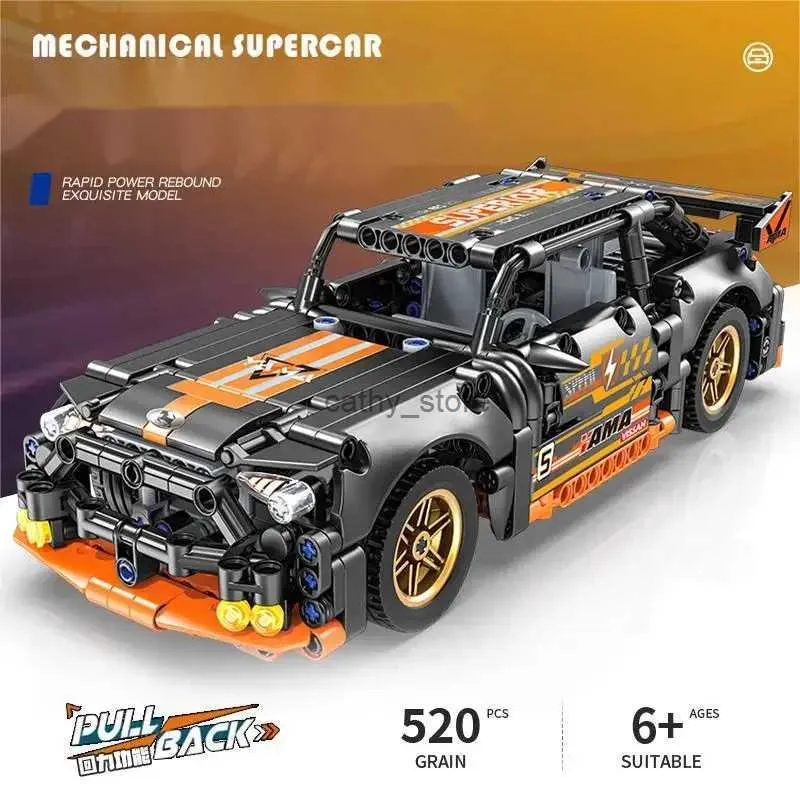 Blocks tekniska super racing bilmodell byggstenar bil dra tillbaka diy moc fordon tegelstenar barn konstruktion toysl231223