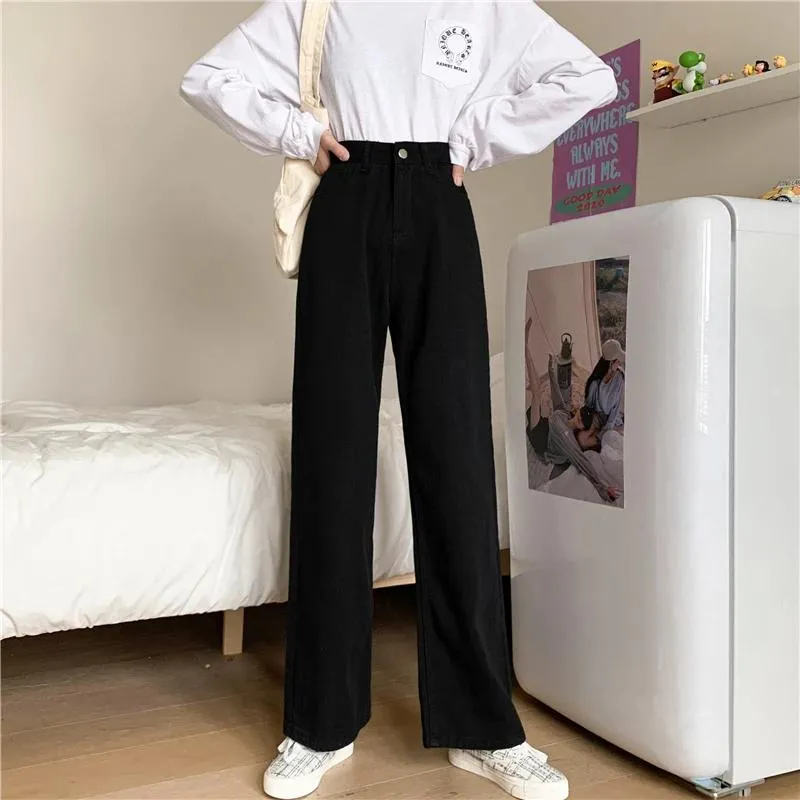 Jeans Summer Women Brown Jeans High Waist Loose Straight Wide Leg