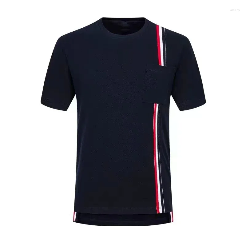 Men's T Shirts 2023 Summer Men Cotton T-Shirt Solid Striped Short Sleeve Casual Women Fashion Top Shirt Korean Design High Quality